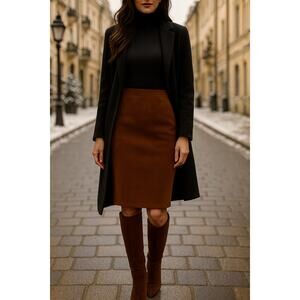Vintage IN TRANSIT New York Genuine Suede Pencil Skirt Cognac Brown